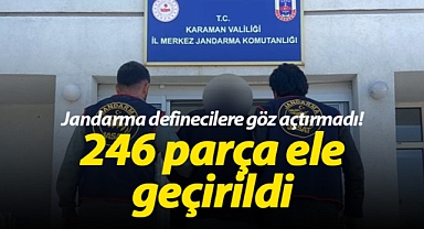 Jandarma Karaman'da definecilere göz açtırmadı! 246 parça ele geçirildi