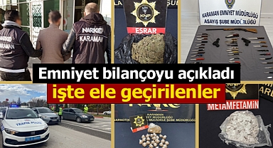 Karaman Emniyeti haftalık bilançoyu açıkladı: İşte ele geçirilenler