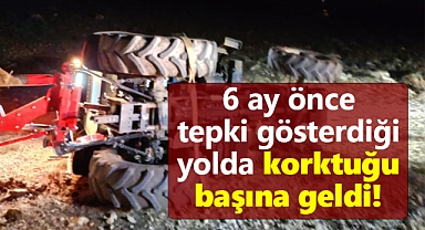 Karaman'da bozuk yola tepki gösteren vatandaşın korktuğu başına geldi