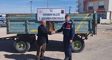 Karaman'da bulunan çalıntı römork sahibine teslim edildi