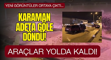 Karaman'da içme suyu yola dökülüp göl oldu! Yeni görüntüler...